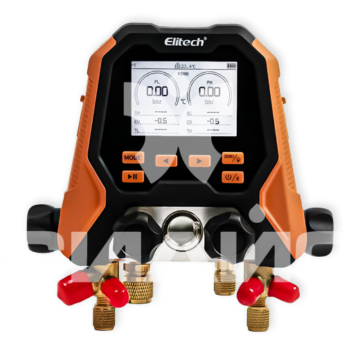 Манометрический коллектор Elitech MS-870 цифровой четырехвентильный 140+ хладагентов и Bluetooth (базовый блок)