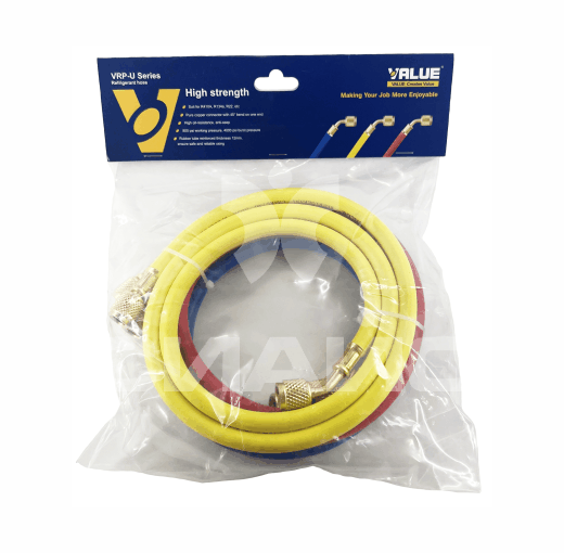 Комплект заправочных шлангов Value VRP-U-RYB 180 см R22, R134a, R404a, R407c